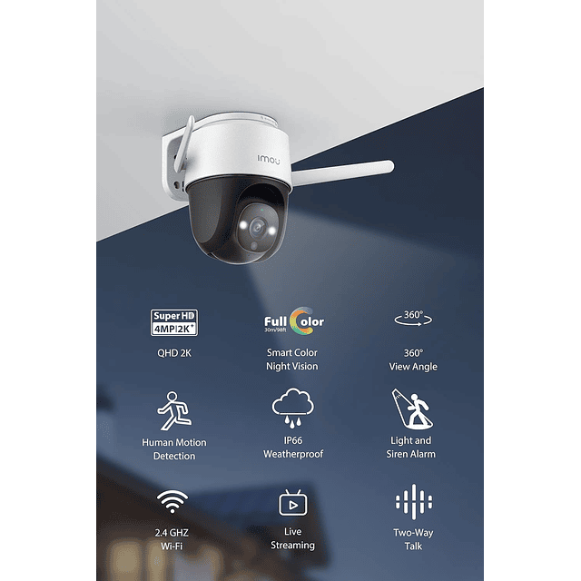 Cámara de seguridad para exteriores con reflector y alarma d