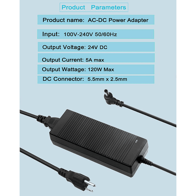 Fuente de alimentación de 24 V 5 A, CA 100-240 V a CC 24 V,