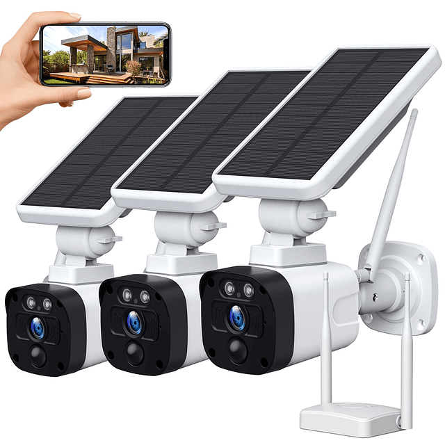 Sistema de cámara de seguridad solar WiFi inalámbrico, paque