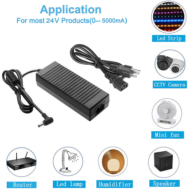 Fuente de alimentación de 24 V 5 A, CA 100-240 V a CC 24 V,