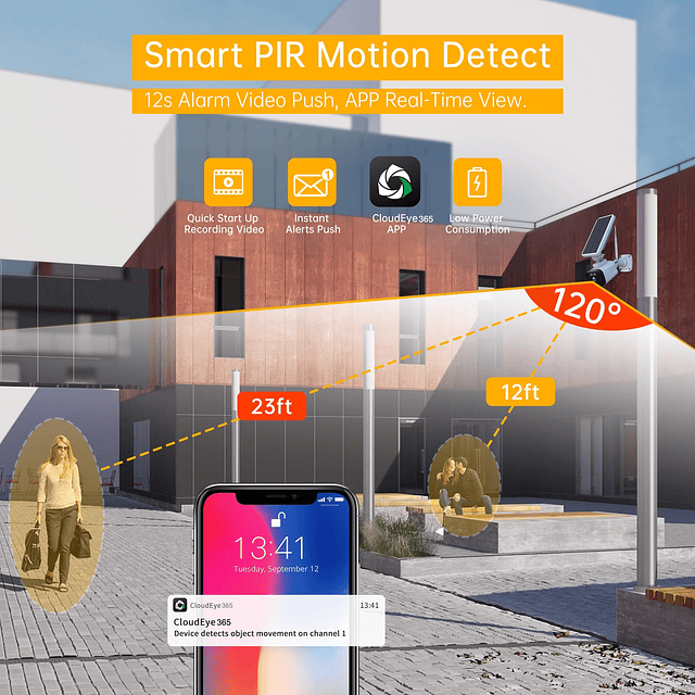 Sistema de cámara de seguridad solar WiFi inalámbrico, paque