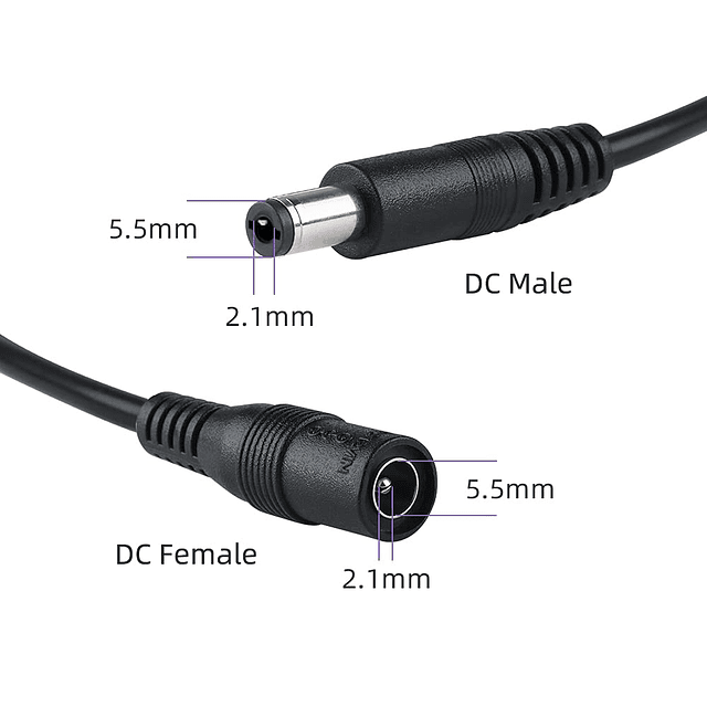 Cable de extensión del adaptador de corriente CC de 60 pies,