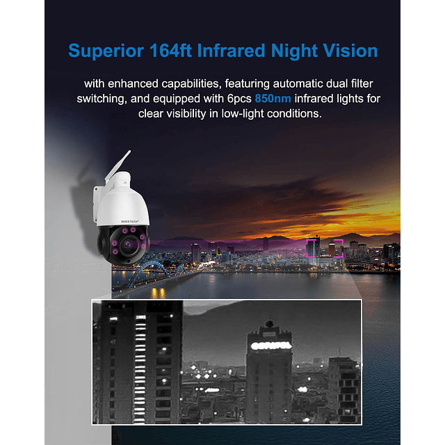 Cámara de seguridad PTZ de 4MP inalámbrica para exteriores,