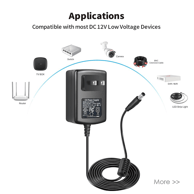 Adaptador de fuente de alimentación de CA a CC 12 V 2 A 2000