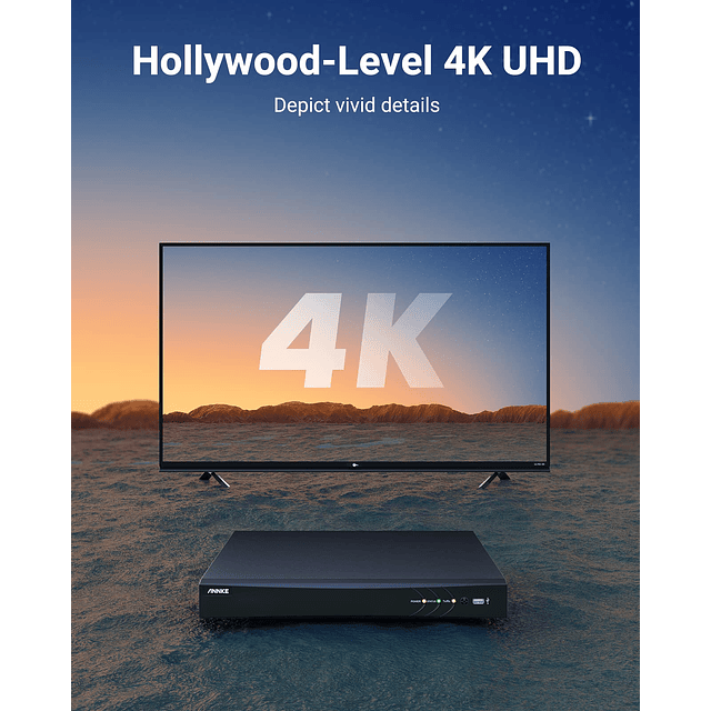 4K 8 canales AI DVR con detección humana/vehículo, grabador