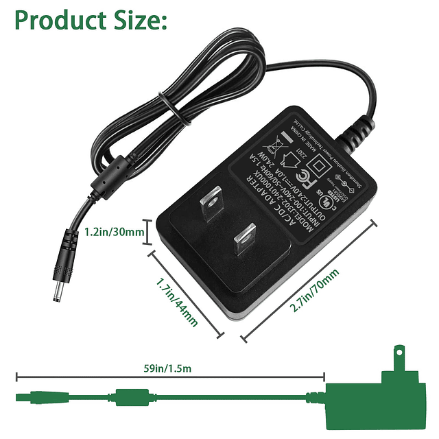 Adaptador de fuente de alimentación de 24 V 1 A CC, enchufe