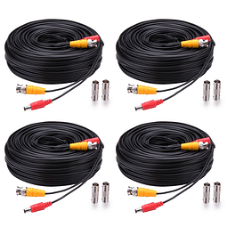 Cable Bnc de 4 x 150 pies, cable siamés todo en uno para cám