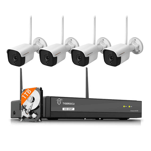 Sistema de cámaras de seguridad NVR WiFi 1080P con disco dur