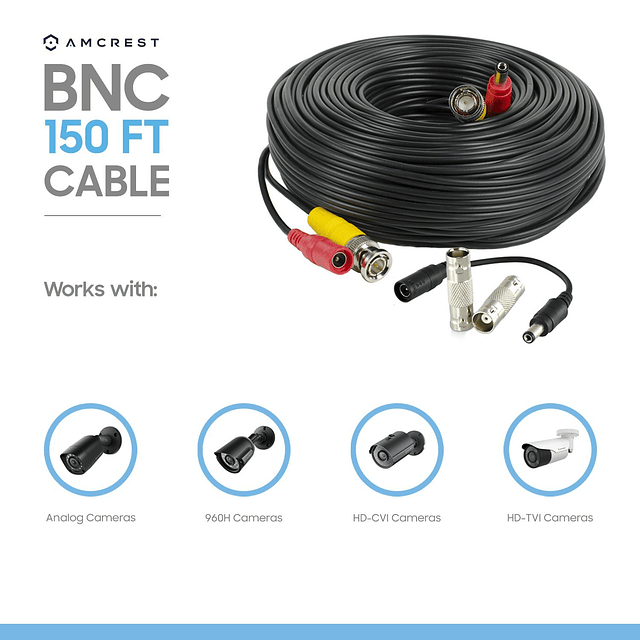 Cable de cámara de seguridad CCTV de alimentación y vídeo BN