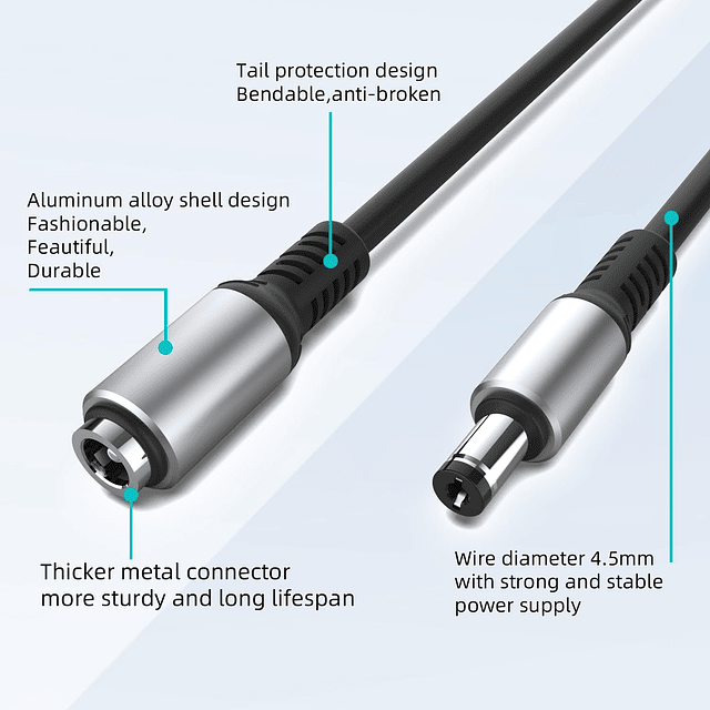 Cable de extensión de alimentación CC, cable de extensión de