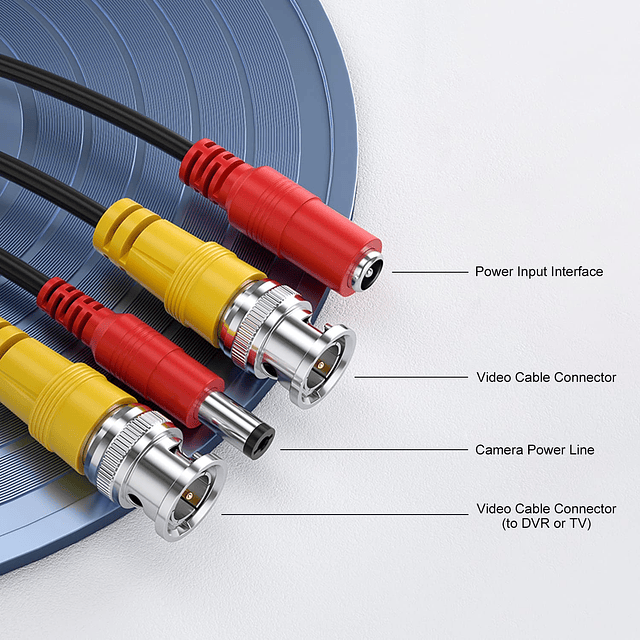 Cables 20AWG Cable BNC de 100 pies 8MP/4K Cable de cámara de