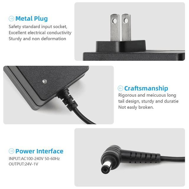 Adaptador de CA de 24 V Cable de alimentación apto para enru