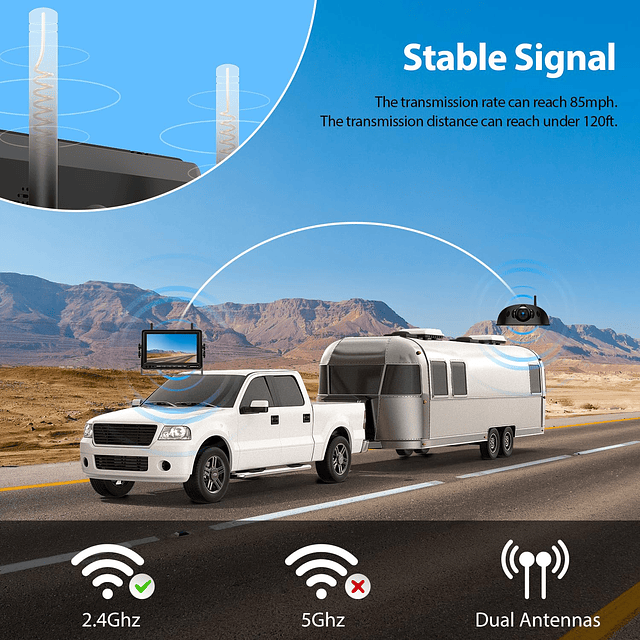 1080P 7" Sistema inalámbrico de cámara de respaldo RV, compa