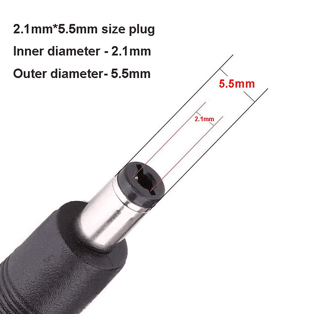 Cable de extensión de alimentación CC de 12 V, 5 m, 2,1 mm x