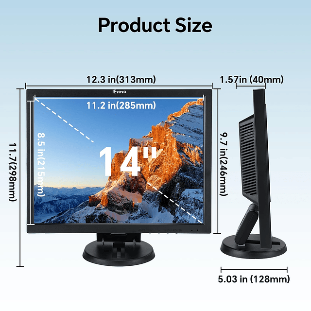 Monitor LCD HDMI de 14 pulgadas 1024x768 Monitor de pantalla