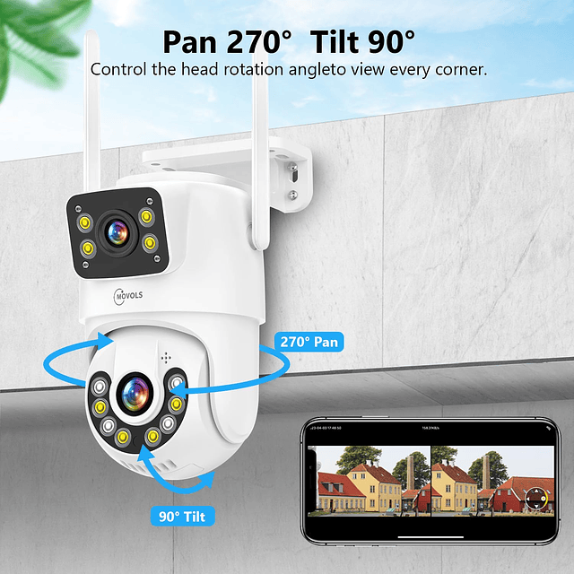 Cámaras de seguridad PTZ WiFi de doble lente de 8MP para ext