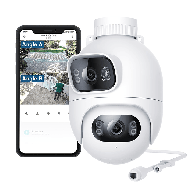 EC6 Cámara de seguridad dual enchufable para exteriores: len