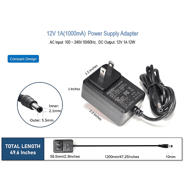 Fuente de alimentación para cámara de seguridad CCTV de 12 V