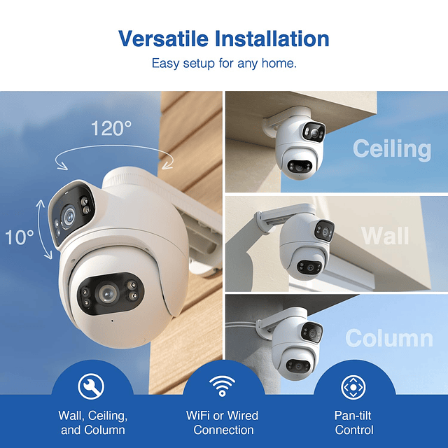 EC6 Cámara de seguridad dual enchufable para exteriores: len