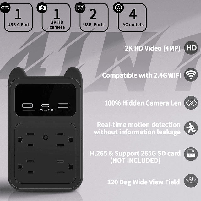 2024 Cámara oculta mejorada, cámara WiFi con vista remota, t