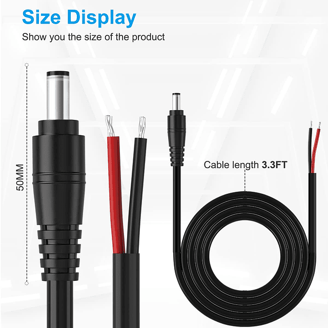 Cable flexible de alimentación de CC, conector de enchufe de