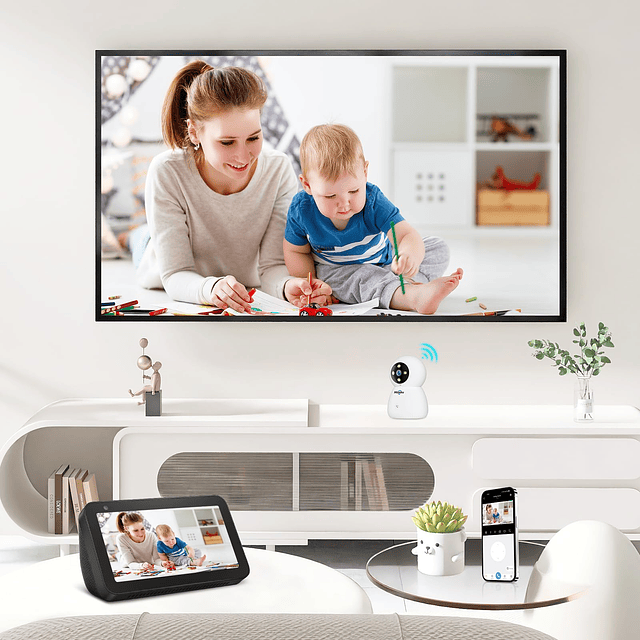 Cámara de Seguridad Interior, 2.4G/5G 5MP Monitor de Bebé Cá