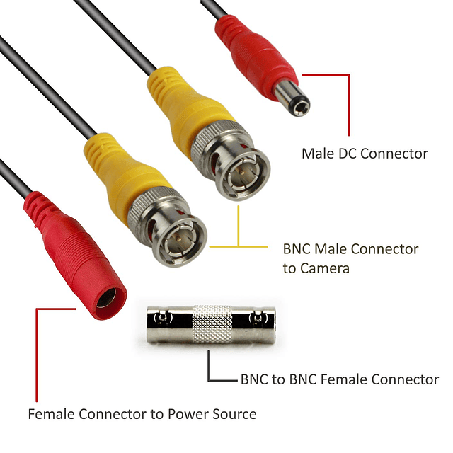 Cable de alimentación de video BNC de 100 pies, cable de ext