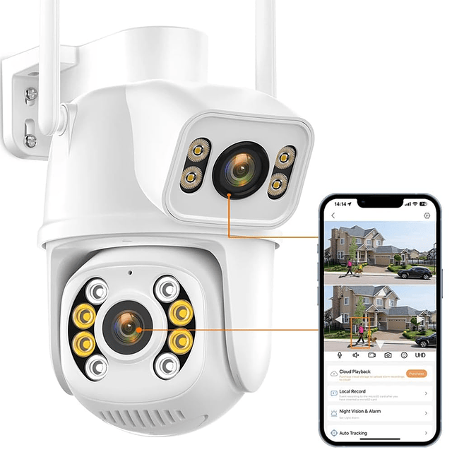 4K PTZ Cámaras de seguridad para exteriores con doble lente