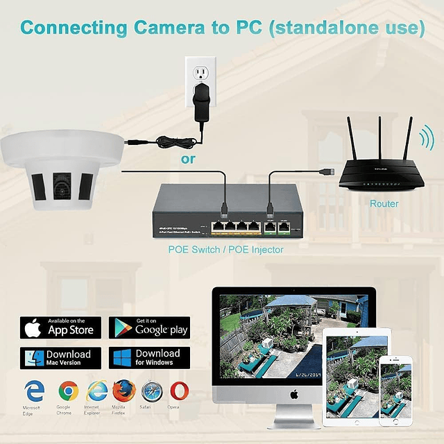 Cámara IP PoE 4K 8MP, cámara de seguridad CCTV de vigilancia