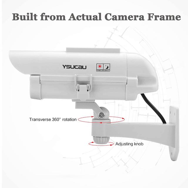 Cámara ficticia falsa de seguridad CCTV con energía solar co