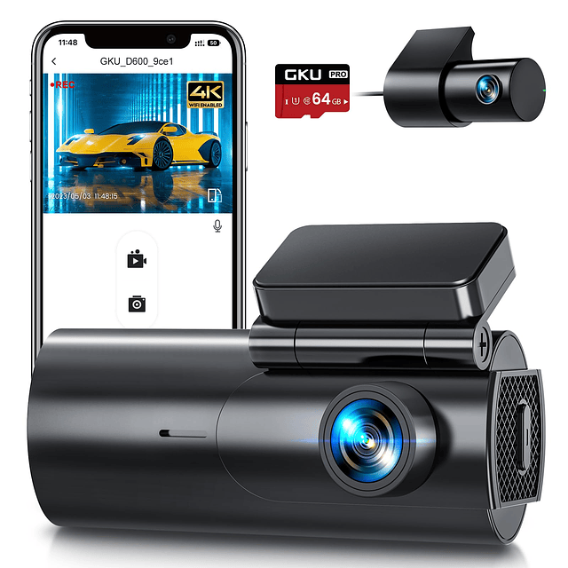 Dash Cam Cámara frontal y trasera, 4K/2.5K Full Dashcams par