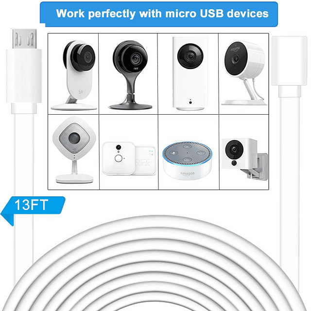 Paquete de 2 cables de extensión micro USB de 13 pies para Z