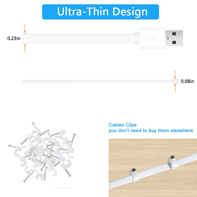 Paquete de 2 cables de extensión de alimentación USB de 13 p