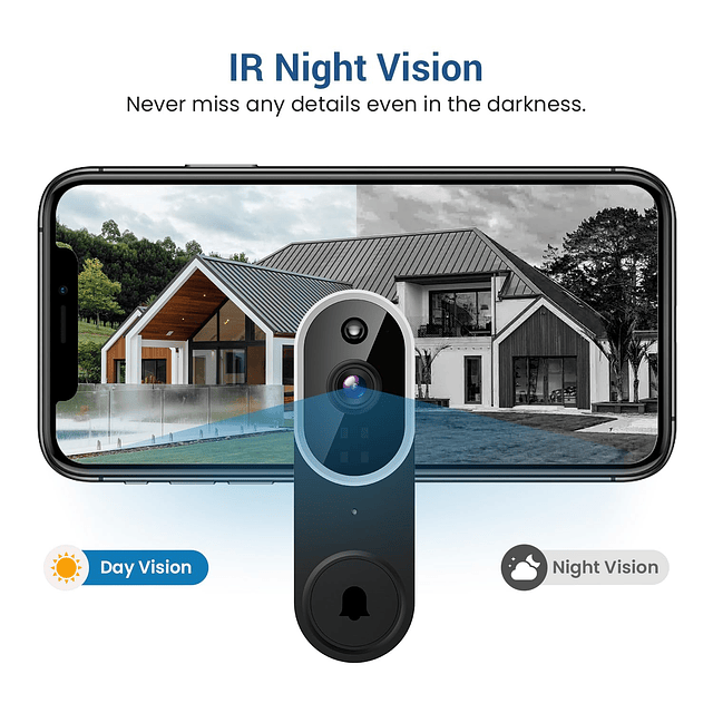 Cámara de Video Timbre Inalámbrica 1080P con Timbre, Detecci