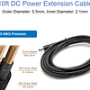 Cable de extensión de alimentación de CC de 20 AWG y 10 pies