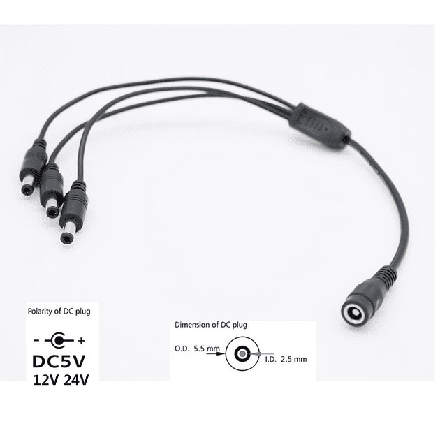 2 piezas CCTV DC cable divisor de alimentación 5,5 mm x 2,5