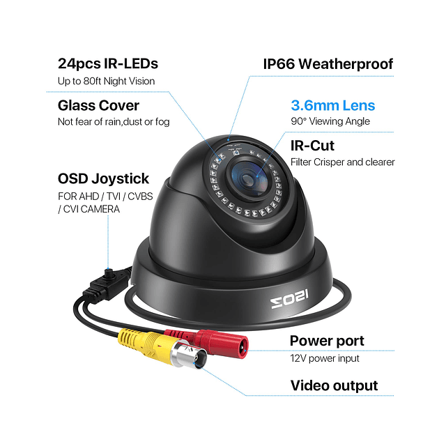 Cámara de seguridad HD 1080P para interiores y exteriores, 1