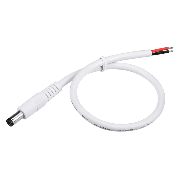 Uxcell 30 cm blanco macho DC Power Pigtail Cable Conector 18