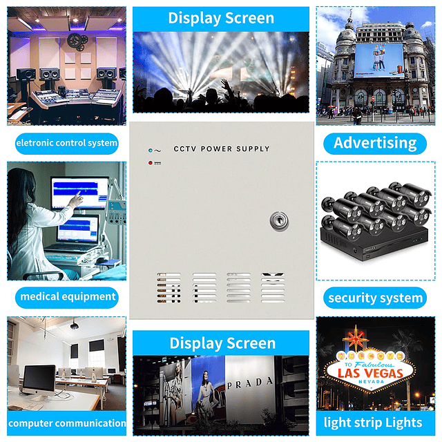Caja de fuente de alimentación distribuida CCTV de 9 canales