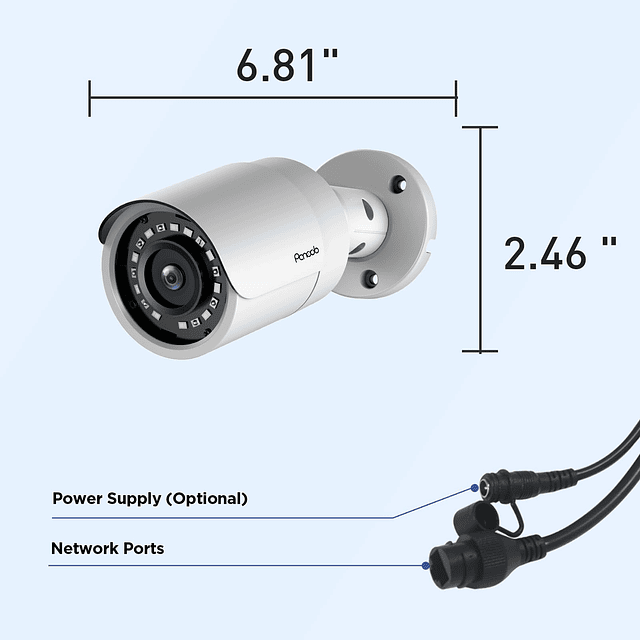 Cámara bala IP PoE de 5 MP con micrófono, cámara PoE de segu