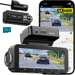 Dash Cam Delantero Trasero 4K GPS Incorporado WiFi de 5GHz,