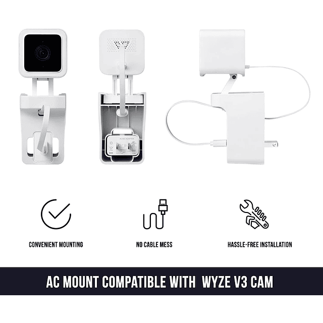 Soporte de pared con salida de CA compatible con Wyze Cam V3