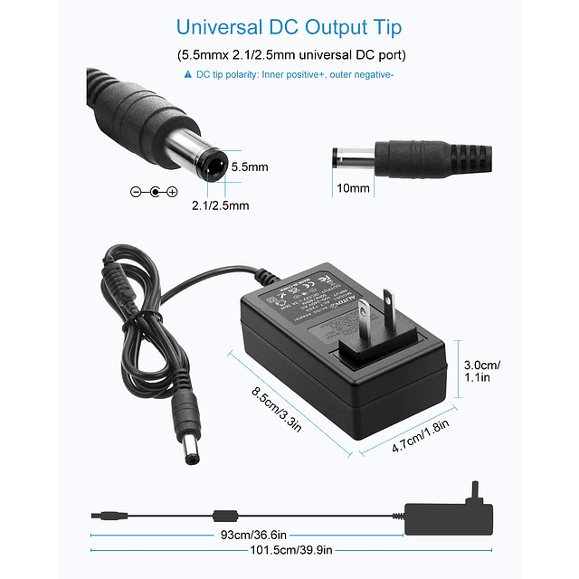 Adaptador de fuente de alimentación de 12 V 3 A 100 ~ 240 V