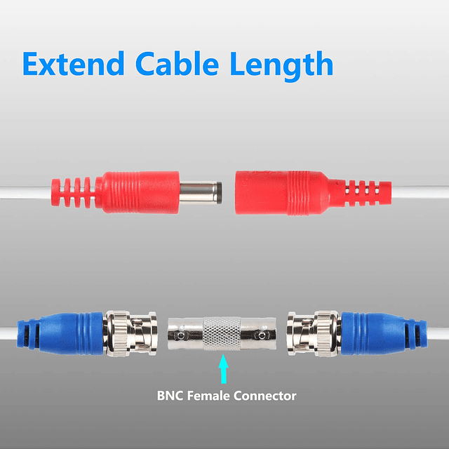 Cable BNC de 200 pies, paquete de 2 cables de alimentación d