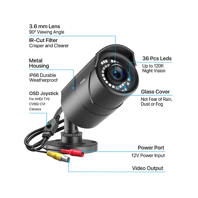 1080P HD 1920TVL Híbrido 4 en 1 TVI/CVI/AHD/960H CVBS Vigila