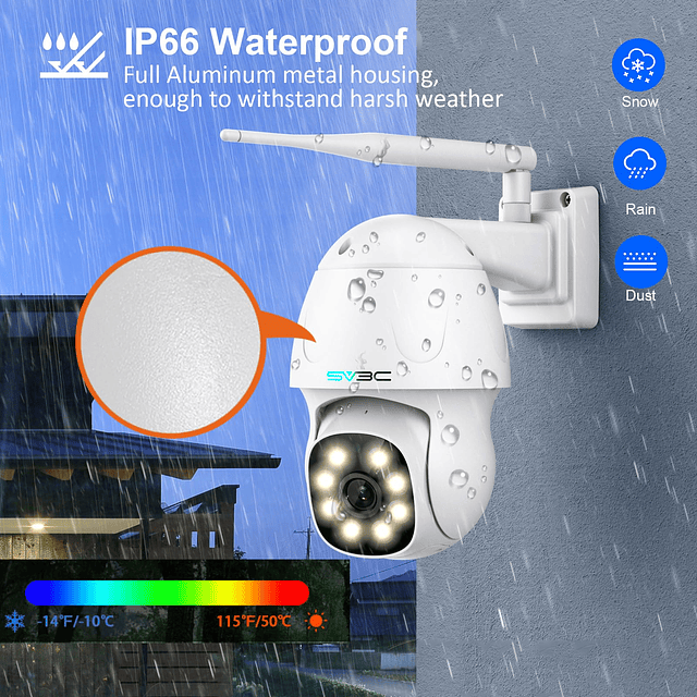 Cámara IP de seguridad 4K para exteriores, 8MP PTZ Pan Tilt