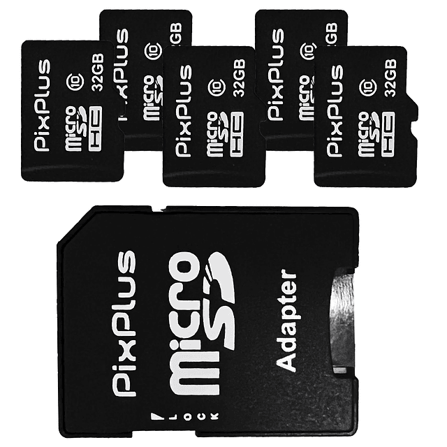 PixPlus Tarjeta microSD de 32 GB, paquete de 5 con adaptador