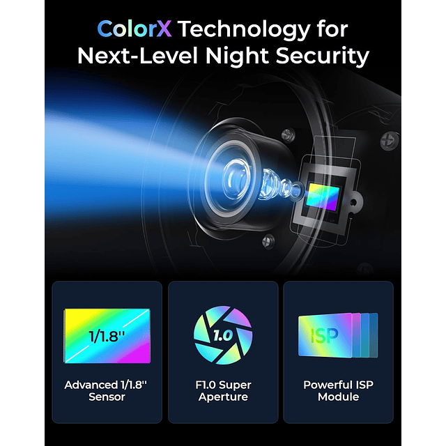 ColorX Cámara de seguridad para exteriores con visión noctur