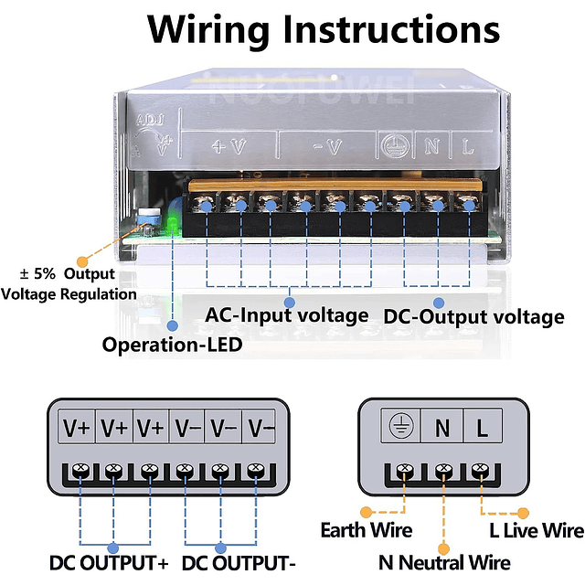 DC 12V 50A 600W Fuente de alimentación 110V AC a 12V DC Conv