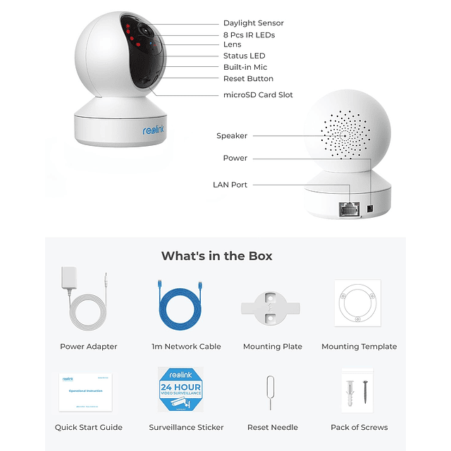 Cámara WiFi Pan Tilt para seguridad en el hogar interior y e